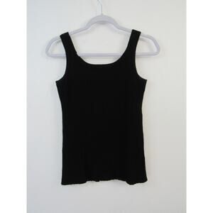 MM. Lafleur Medium Wool Blend Black Ribbed Knit Tank Top Stretch Elevated Basics